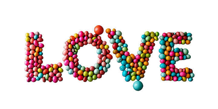 Colorful Spheres Forming Love Word - Transparent Background Illustration