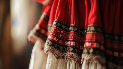 Detailed view of a traditional folk costume with embroidery