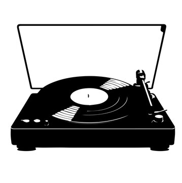 Silhouette vectorielle de lecteur vinyl noire sur fond transparent 