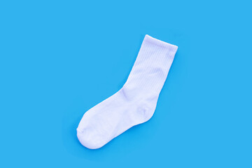 White socks on blue background.