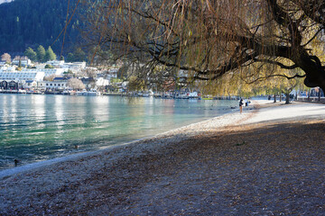 The lakefront of Lake Wakatipu in the resort town of Queenstown