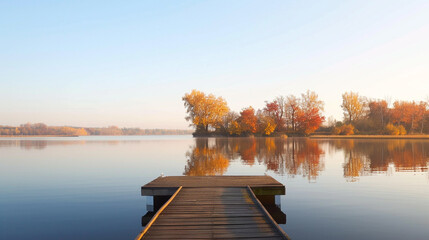 Dock overlooking a calm overcast lake background. Dock overlooking a calm overcast lake landscapes. Hdr landscape view. Old dock with sunset, candles, lamb, lake, sun and forest. high quality photos.