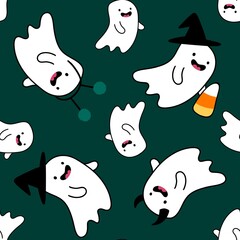 Halloween monsters seamless ghost pattern for wrapping paper and fabrics and linens and kids clothes print