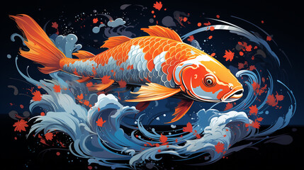 goldfish koi in water long tail , Generate AI