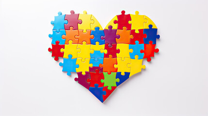 jigsaw puzzle in heart shape, Autism awareness,Autism spectrum disorder family support concept, World Autism Awareness Day