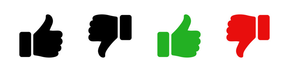 Thumb up and thumb down icon set