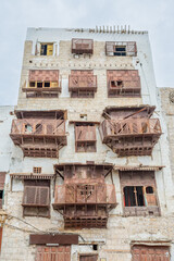 Al-Balad old town with ruined traditional muslim house, Jeddah, Saudi Arabia