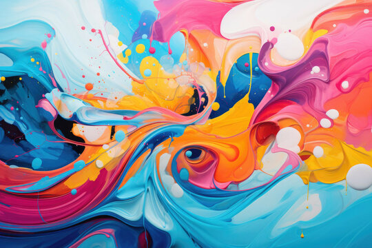 A vibrant and colorful abstract painting, with swirls of color and shapes that evoke a sense of joy and freedom