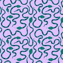 Cartoon animals seamless snakes pattern for wrapping paper and fabrics and new year 2025 packaging