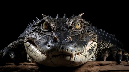 Magnificent close up alligator portrait in its natural habitat   breathtaking wildlife photography - obrazy, fototapety, plakaty