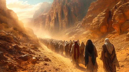 Tuinposter Exodus from Egypt, Moses leads the people of Israel in the desert © Daniel