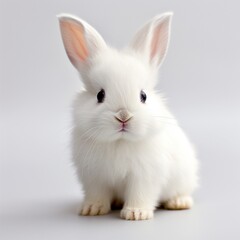 Obraz premium Cute baby white rabbit image Generative AI