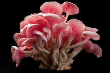 Pink oyster mushrooms. Generative AI