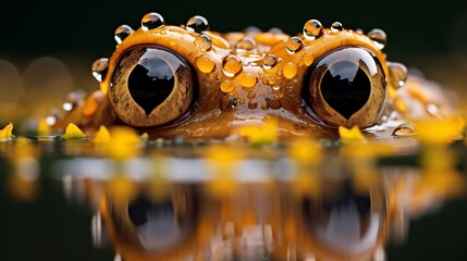 Close up portrait of bullfrog in natural habitat, wildlife photography - Powered by Adobe