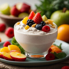 Fresh Fruit Salad - Vibrant Medley with Luscious Yogurt Dip