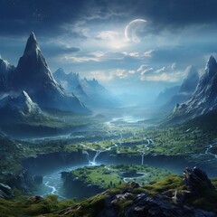 Fantasy landscape oriented scenery image Generative AI
