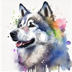 Husky Portrait in Paint Splatter
