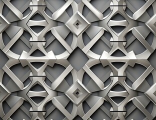 The pattern is made of silver and gray, in the style of intersecting geometries