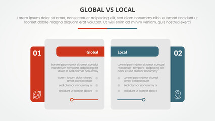global vs local versus comparison opposite infographic concept for slide presentation with creative big table side with flat style