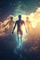 Silhouette of human astral human body concept image for near death experience, spirituality, and meditation - AI Generated