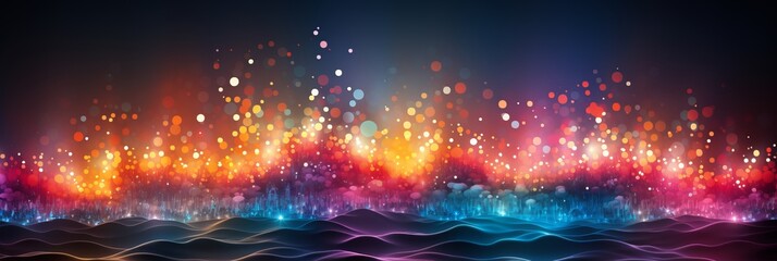 Dynamic particle wave abstract sound and music visualization background with vibrant colors. - obrazy, fototapety, plakaty