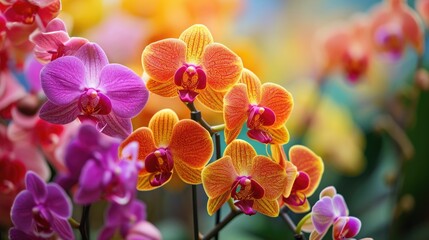 exotic orchids in various colors, creating an elegant and tropical atmosphere generative ai
