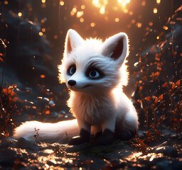 Adorable cartoon Arctic Fox. - 712768238