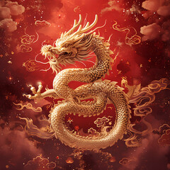 Fototapeta premium chinese new year golden dragon, lunar of the year