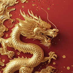 Obraz premium chinese new year golden dragon, lunar of the year