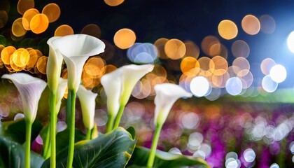 closeup on calla lily flower with bokeh background