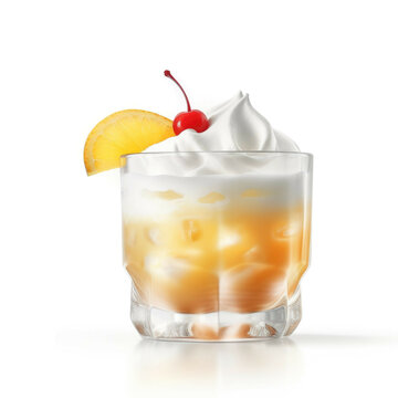 Amaretto Sour Cocktail, isolated on white background