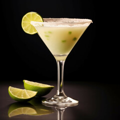 Key Lime Martini Cocktail, isolated on white background