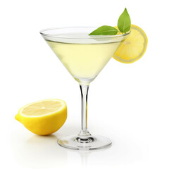 Lemon Martini Cocktail, isolated on white background