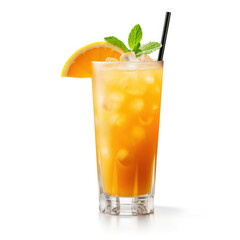 Fuzzy Navel Cocktail, isolated on white background