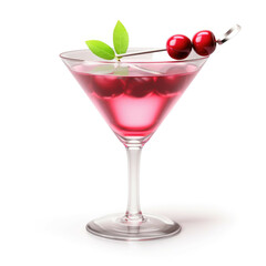 Cranberry Martini Cocktail, isolated on white background