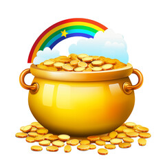 Leprechaun's Bounty: Pot of Gold and Rainbow Delight - Transparent