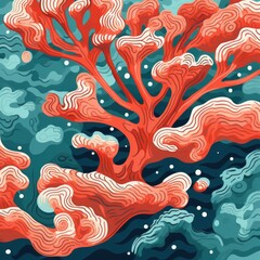 Fototapeta na wymiar Coral cartoon illustration of a pattern with one break in the pattern