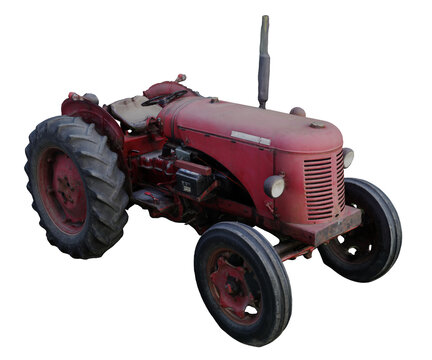 red old tractor isolated on transparent background