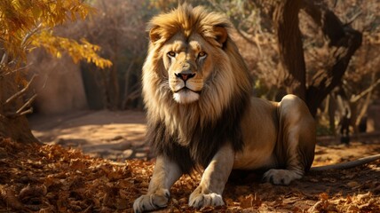 Majestic Solitude: Lone Lion Roaming Through the Enchanting Jungle - AI-Generative