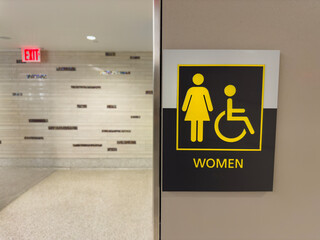 Womens restroom sign on a wall