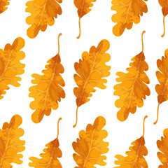 Seamless pattern with autumn colorful oak leaves.Vector graphics.