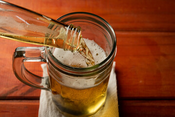 National Beer Day is celebrated in the United States every year on April 7. serving beer. Chopp Beer. Concept. Vertical. Copy space.