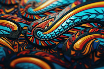 A close-up shot of a mysterious and abstract pattern with intricate details and vibrant colors - obrazy, fototapety, plakaty