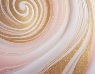 Fototapeta na wymiar Liquid Swirls in Beautiful White and Pastel colors, with Gold Glitter. Abstract Design Background.