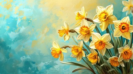 Fototapeta na wymiar daffodils, creating a cheerful and sunny floral background generative ai