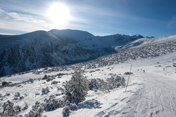 Winter view of Rila mountain near Musala peak, Bulgaria