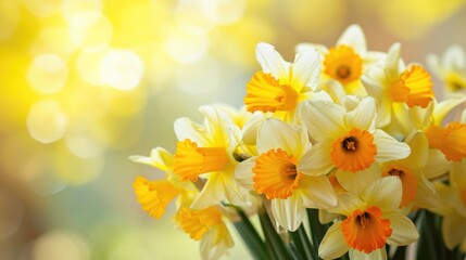 Fototapeta na wymiar daffodils, creating a cheerful and sunny floral background generative ai