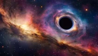 Foto op Aluminium black hole nebula on space background and wallpaper © anugrahmarhavirana