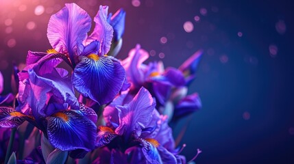 iris flowers, forming a sophisticated and regal floral background generative ai