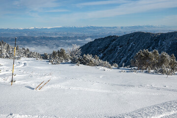 Winter view of Rila mountain near Musala peak, Bulgaria